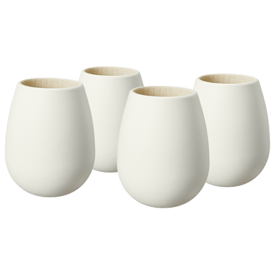 Unbreakable Silicone Stemless Wine Glassware | Set of 4 | Reusable & Shatterproof Tumbler Drinkware for Wine, Water, Cocktails, Champagne Glass for Parties, Camping, Beaches, Boats - (White)