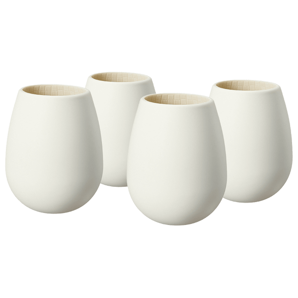 Unbreakable Silicone Stemless Wine Glassware | Set of 4 | Reusable & Shatterproof Tumbler Drinkware for Wine, Water, Cocktails, Champagne Glass for Parties, Camping, Beaches, Boats - (White)
