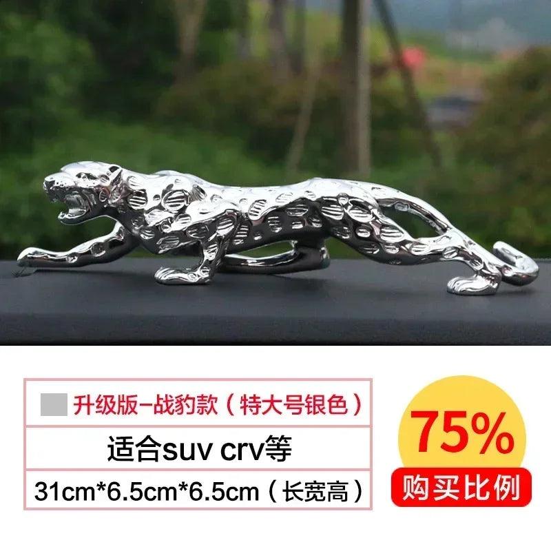 Silver Leopard Decorative Tabletop Sculpture for Home and Office Decor