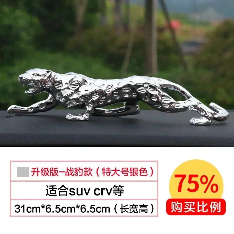 Silver Leopard Decorative Tabletop Sculpture for Home and Office Decor