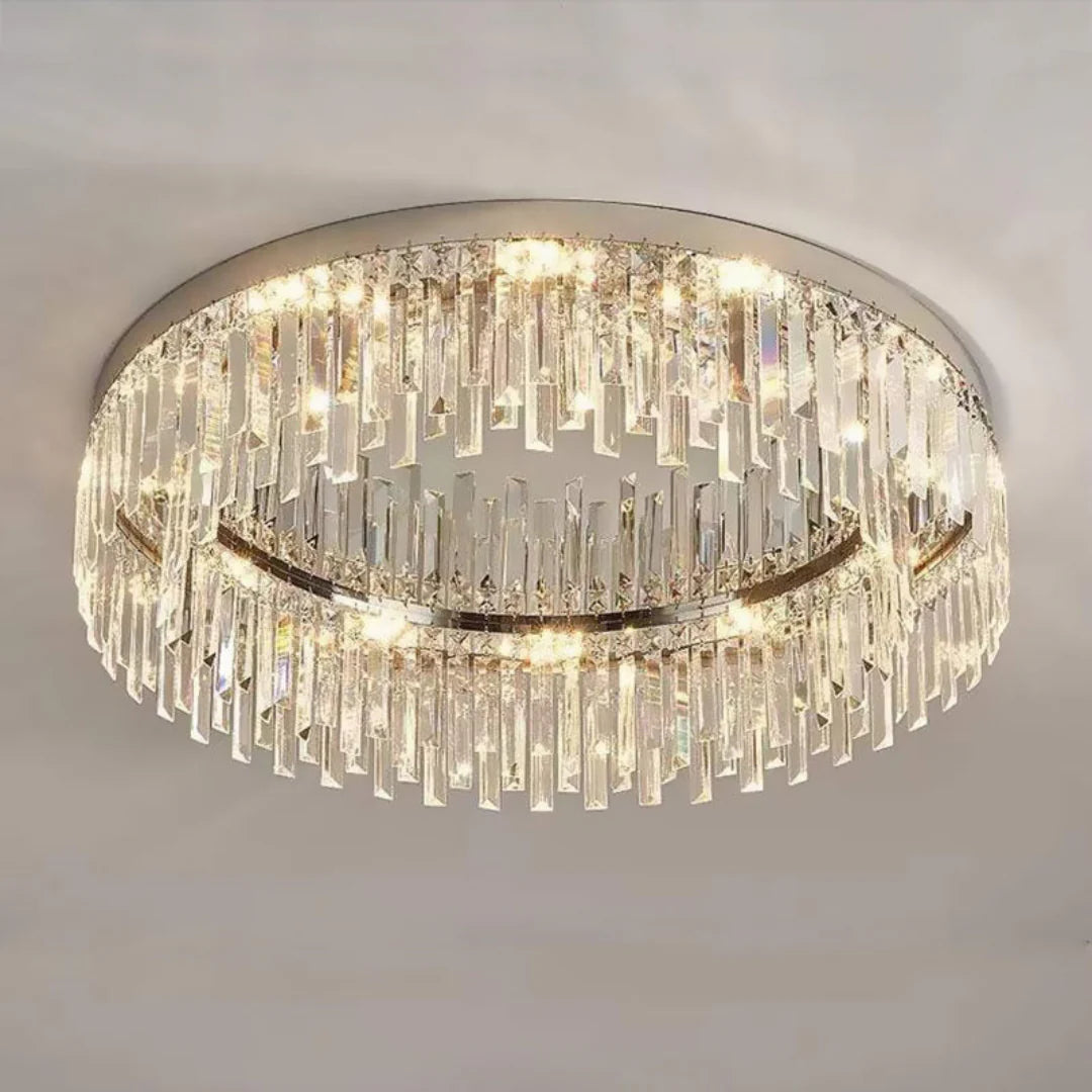 Silver Round Crystal Ceiling Lamp