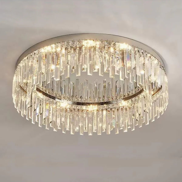 Silver Round Crystal Ceiling Lamp