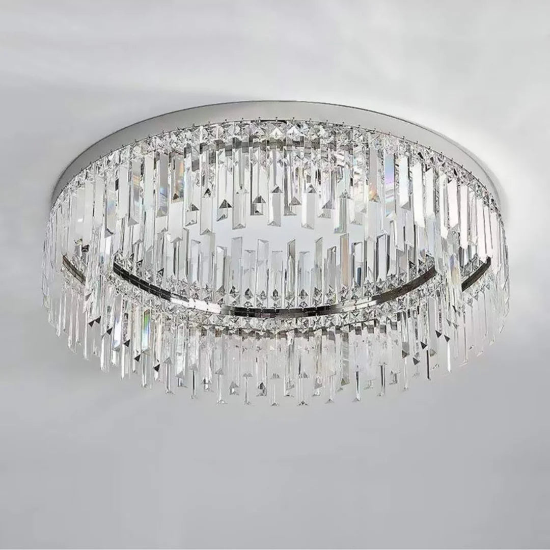 Silver Round Crystal Ceiling Lamp