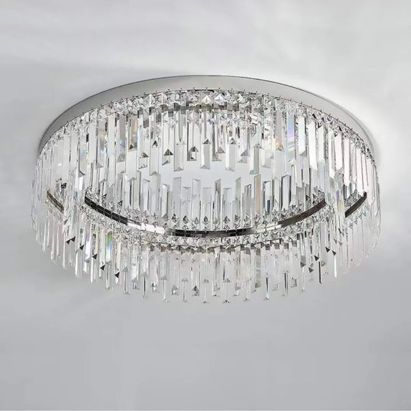 Silver Round Crystal Ceiling Lamp