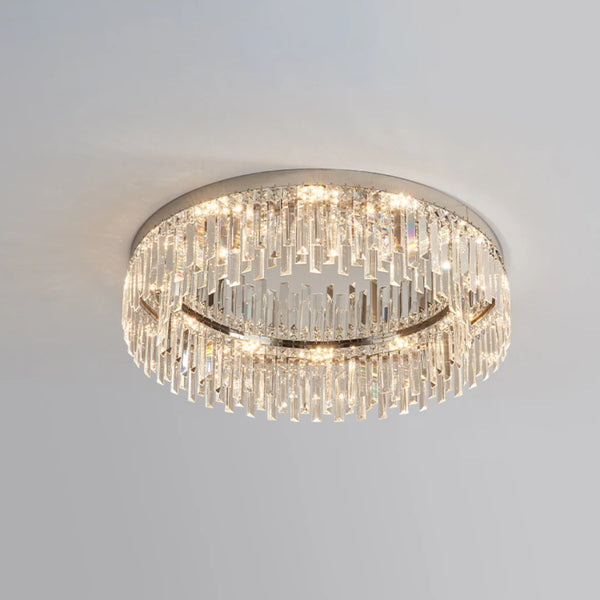 Silver Round Crystal Ceiling Lamp