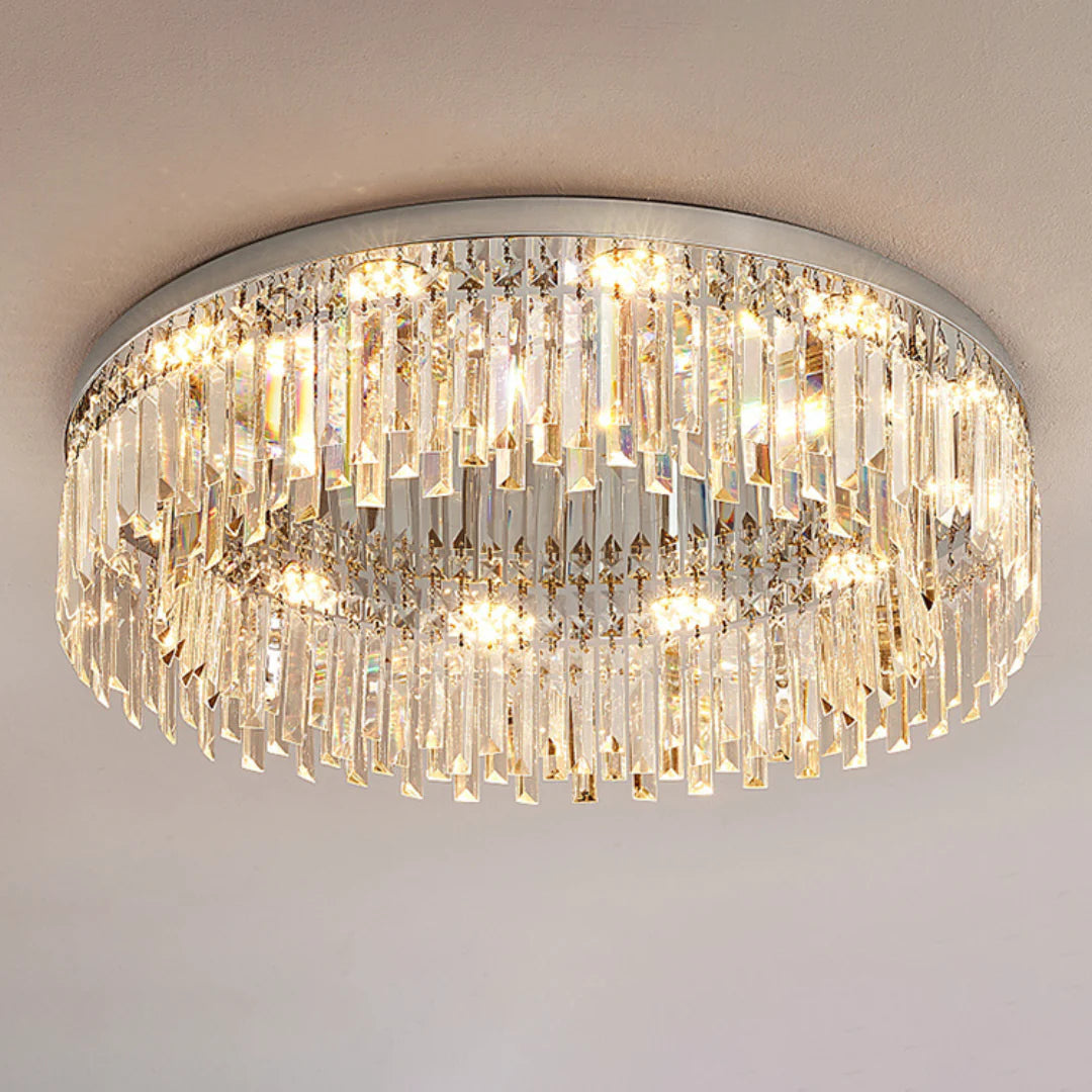 Silver Round Crystal Ceiling Lamp