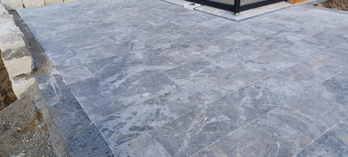 Silver Shadow Tumbled Marble Pavers 16