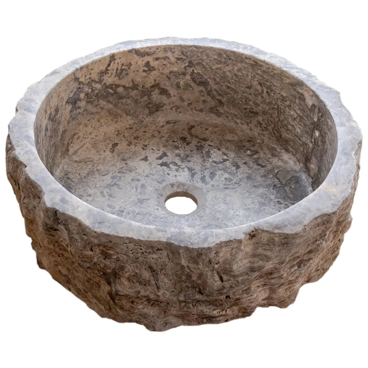 Silver Travertine Rustic Stone Above Vanity Bathroom Sink (D)16