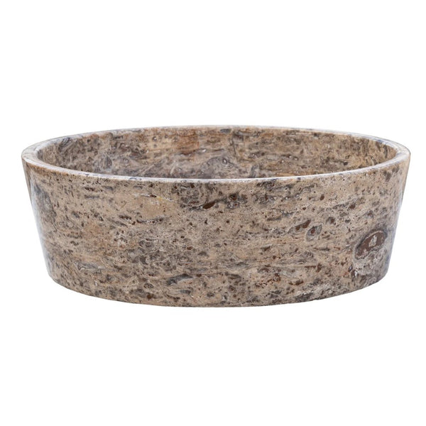 Silver Latte Travertine Natural Stone Vessel Sink Filled and Polished (D)16
