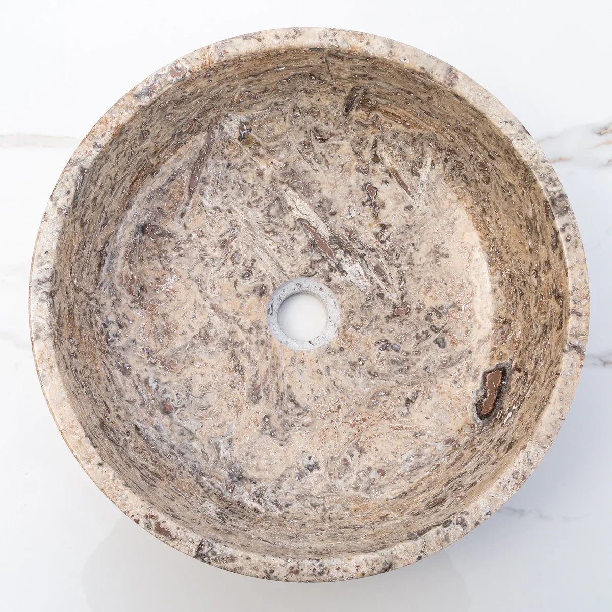 Silver Latte Travertine Natural Stone Above Vanity Bathroom Sink Polished (D)16