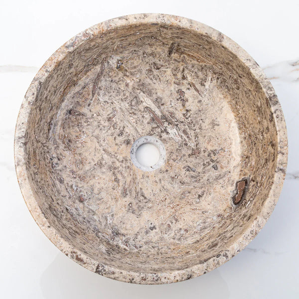 Silver Latte Travertine Natural Stone Above Vanity Bathroom Sink Polished (D)16