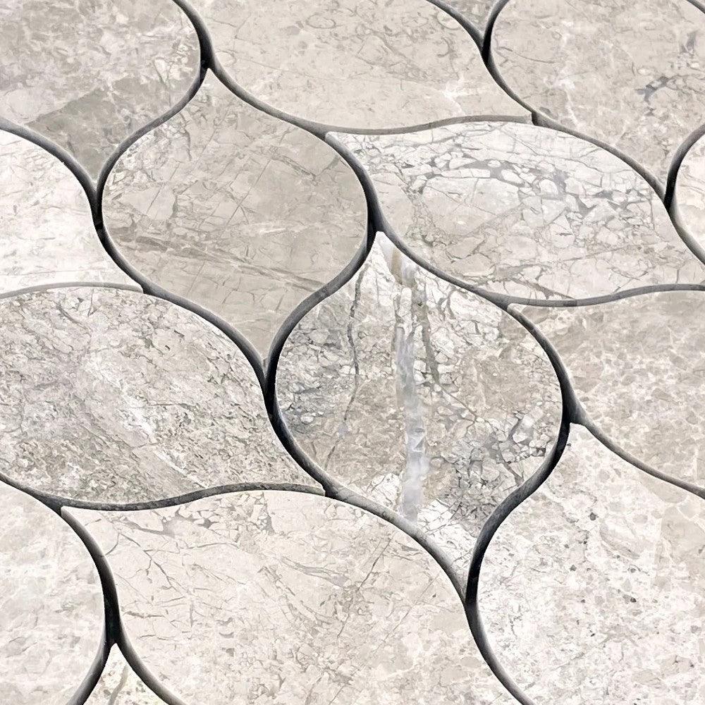 Silver Shadow Marble Leaf Design on 12