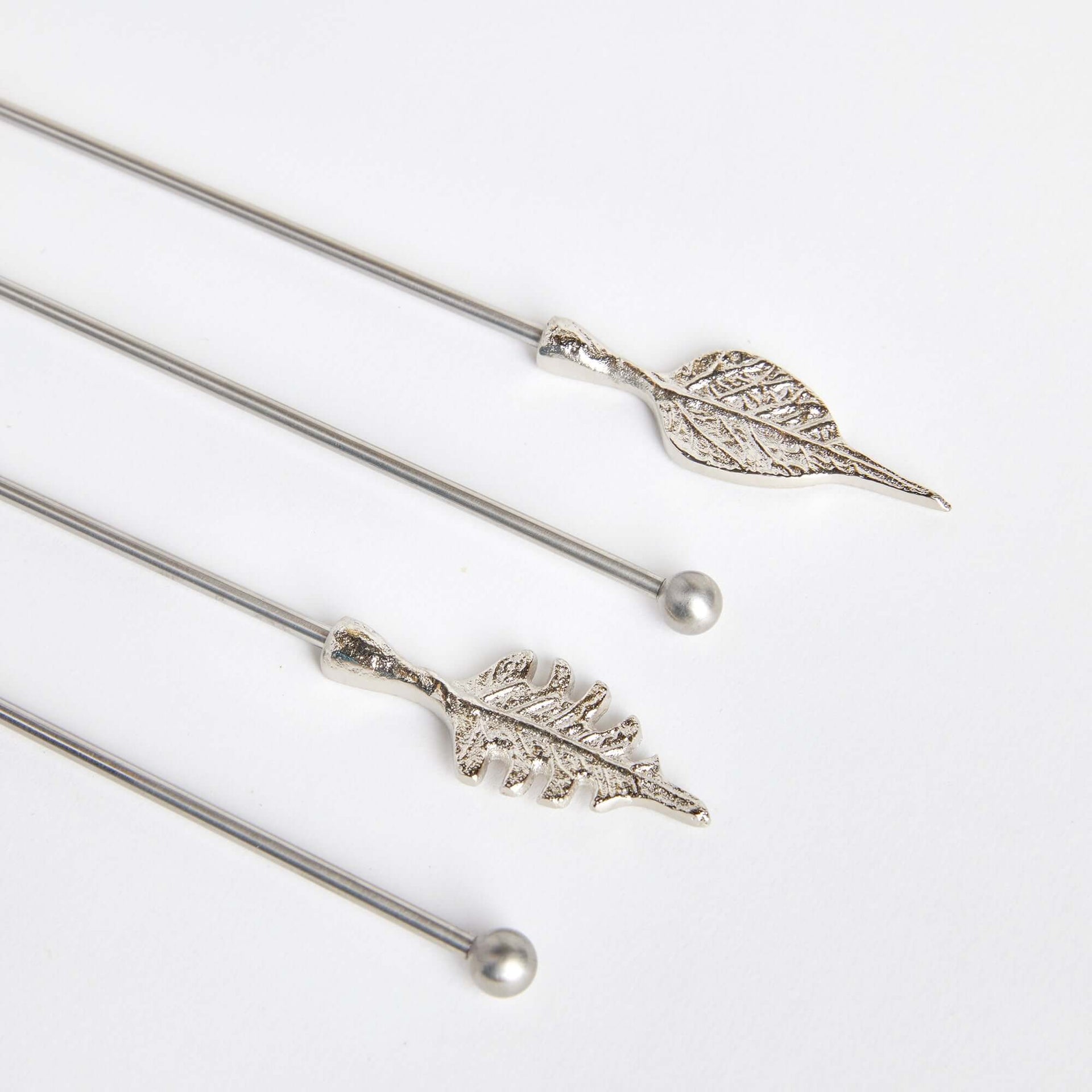 Silver Leaf Stainless Steel Swizzle Stick Set