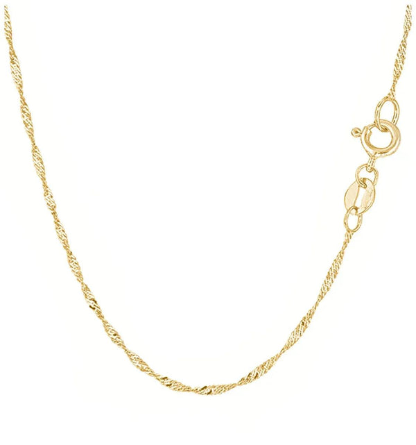 Sterling Silver Yellow Gold 2MM Diamond Cut Singapore Link Chain Necklace - Gifts for You 'n Me
