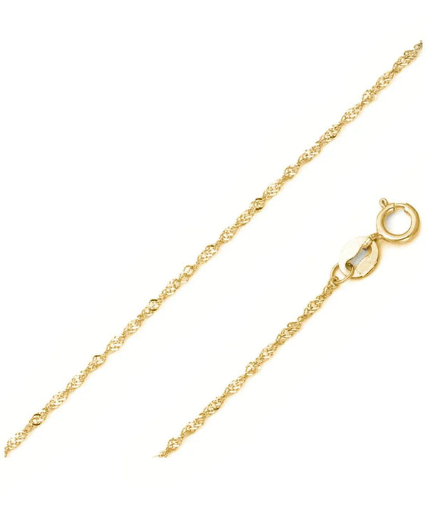 Sterling Silver Yellow Gold 2MM Diamond Cut Singapore Link Chain Necklace - Gifts for You 'n Me