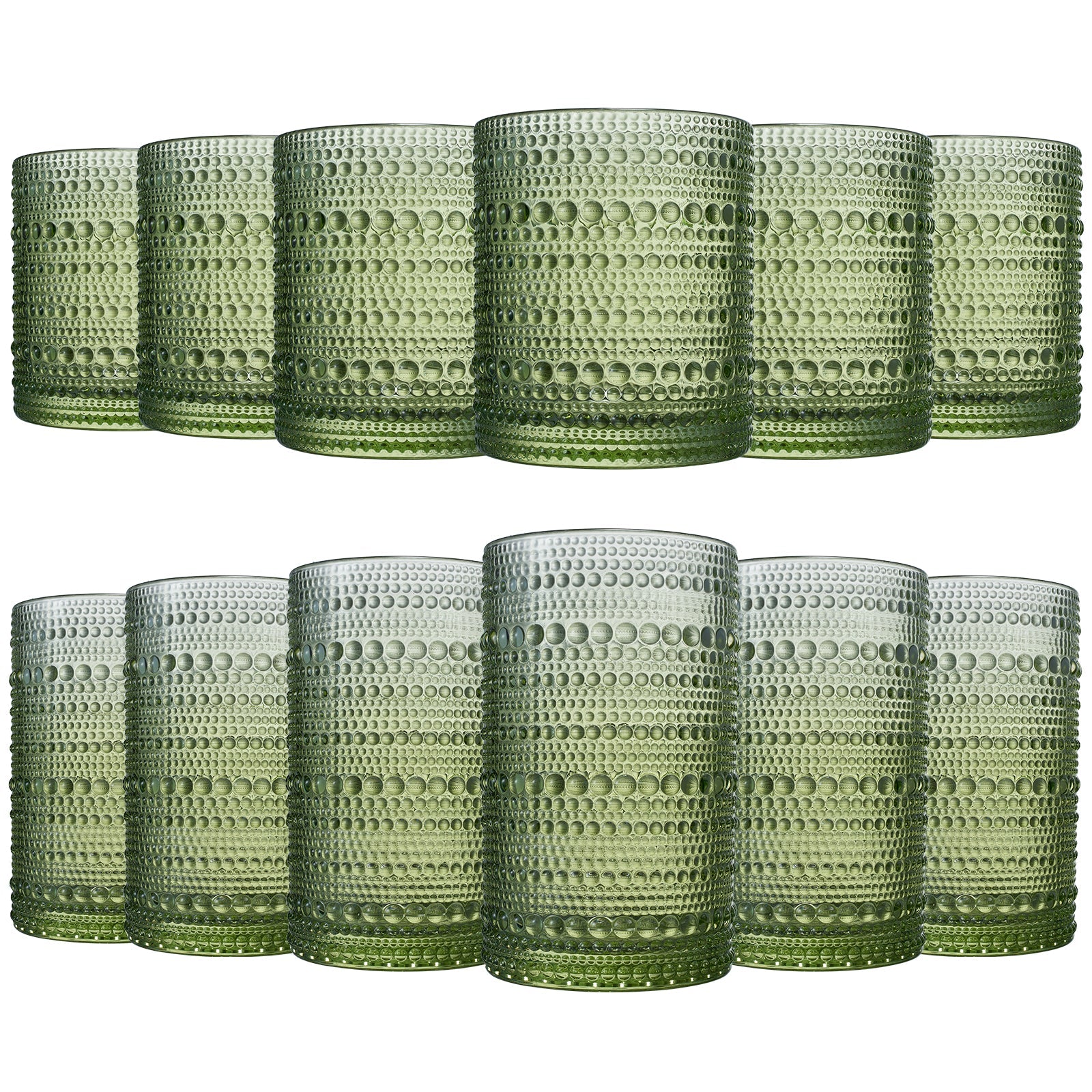 Textured Hobnail Lowball & Highball Glassware, Set of 12