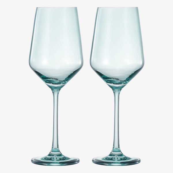 Tonal Stemmed Wine Glassware, Forest Green, Set of 2