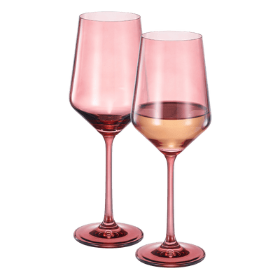 Tonal Stemmed Wine Glassware, Cranberry Red, Set of 2