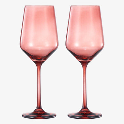 Tonal Stemmed Wine Glassware, Cranberry Red, Set of 2