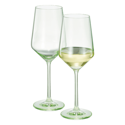 Monet Stemmed Wine Glassware, Green, Set of 2