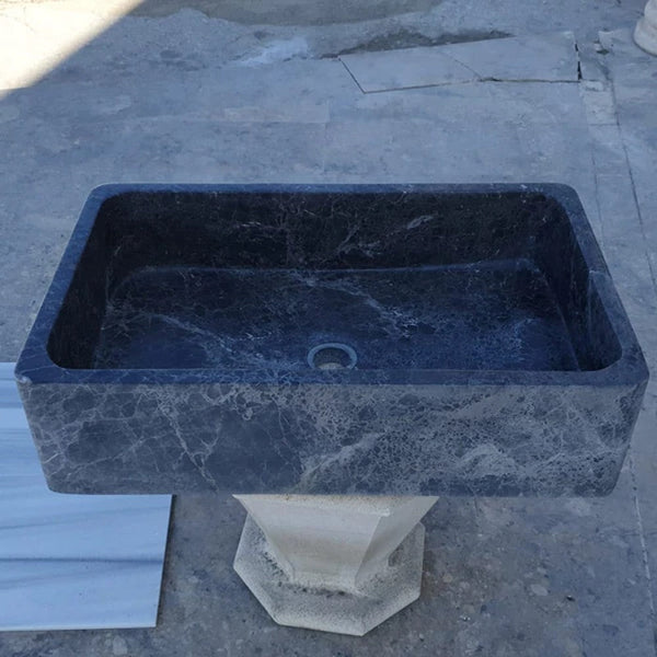 Natural Stone Sirius Black Marble Farmhouse Sink Polished  (W)16