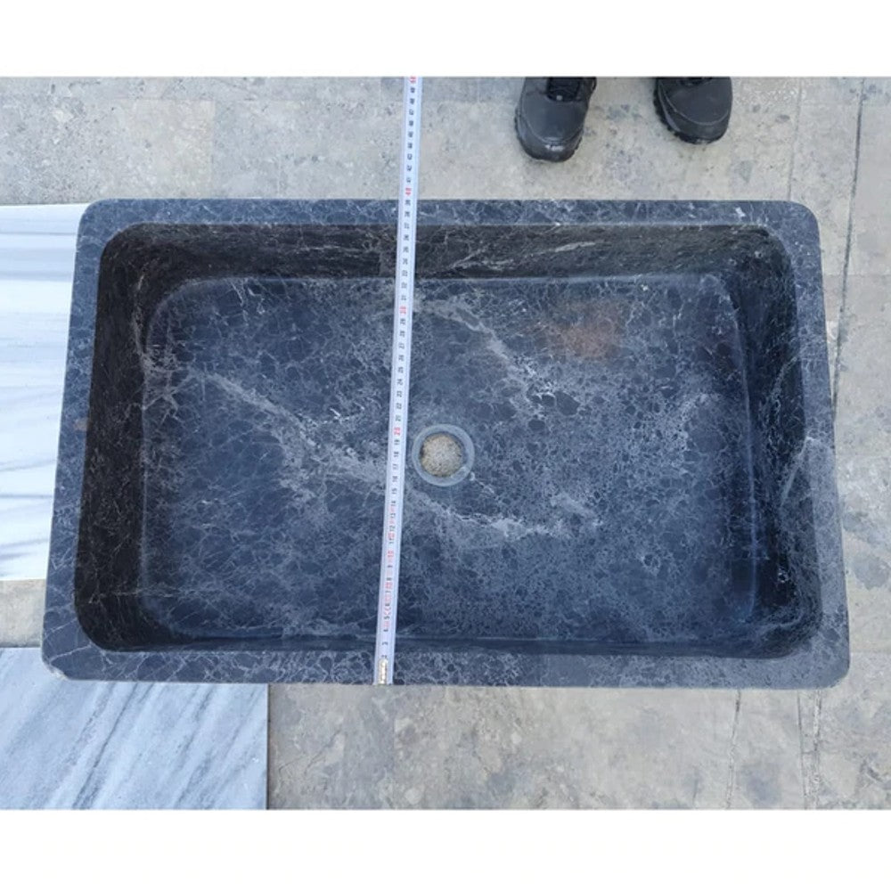 Natural Stone Sirius Black Marble Farmhouse Sink Polished  (W)16
