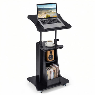 Sit-to-Stand Laptop Desk Cart Height Adjustable with Storage-Black