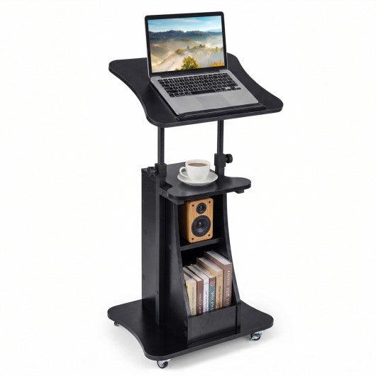 Sit-to-Stand Laptop Desk Cart Height Adjustable with Storage-Black