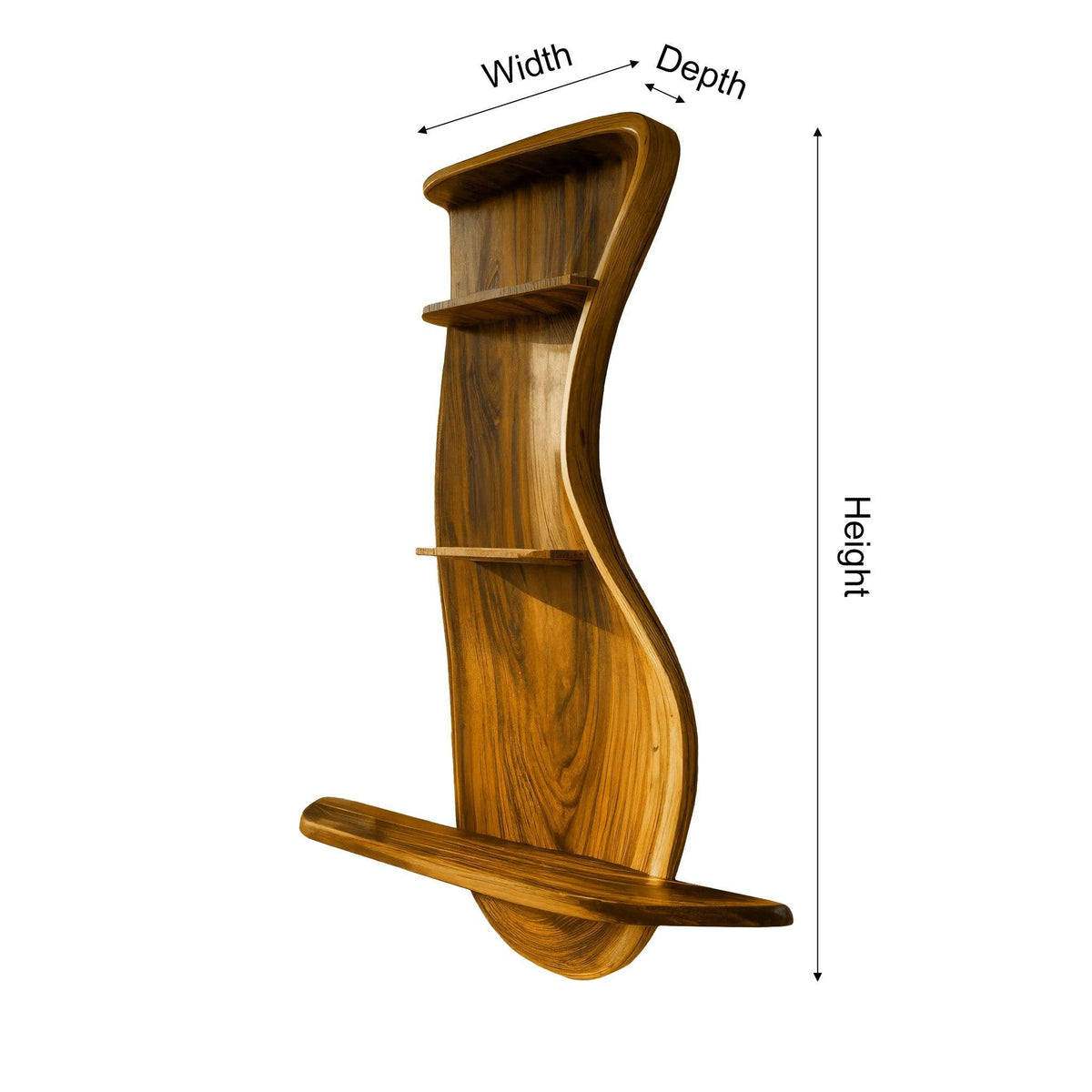 Curveline Solid Wood Floating Display Shelf