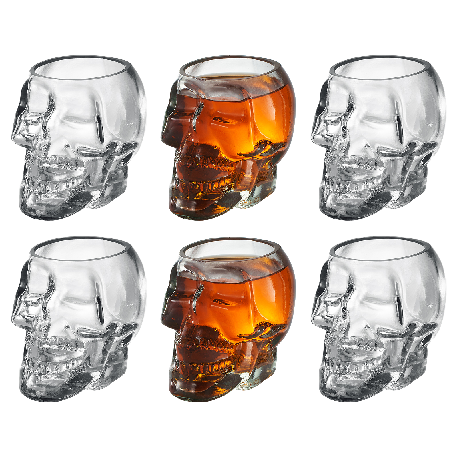 Skull Shot Glasses Set of 6 by The Wine Savant - 3oz Skull Glasses 3