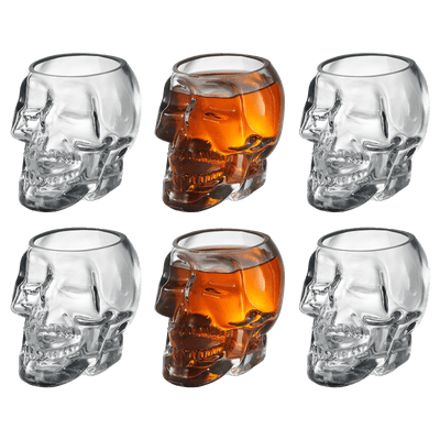 Skull Shot Glasses Set of 6 by The Wine Savant - 3oz Skull Glasses 3