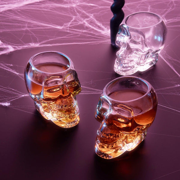 Skull Shot Glasses Set of 6 by The Wine Savant - 3oz Skull Glasses 3