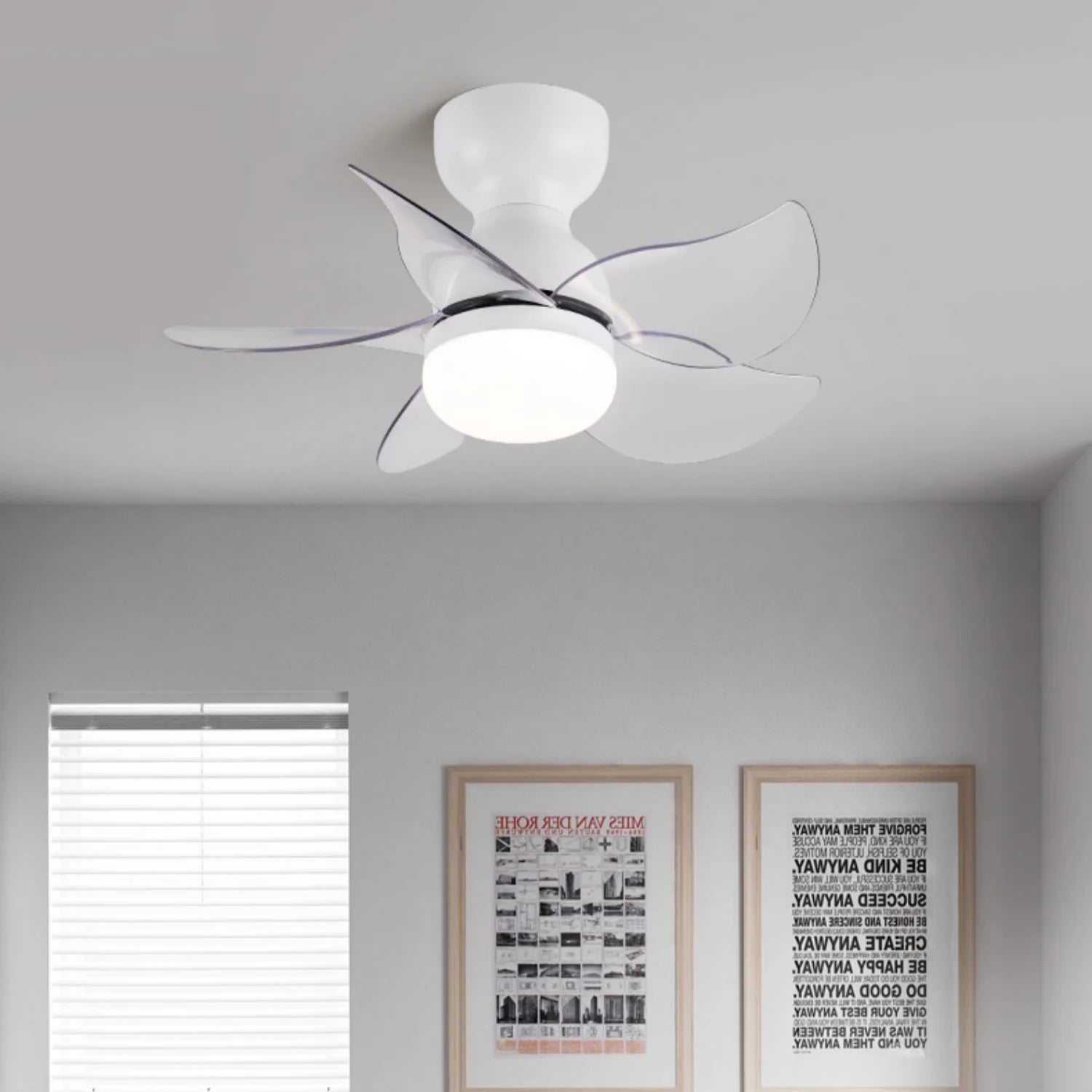 Small 5 Blades Ceiling Fan Lamp