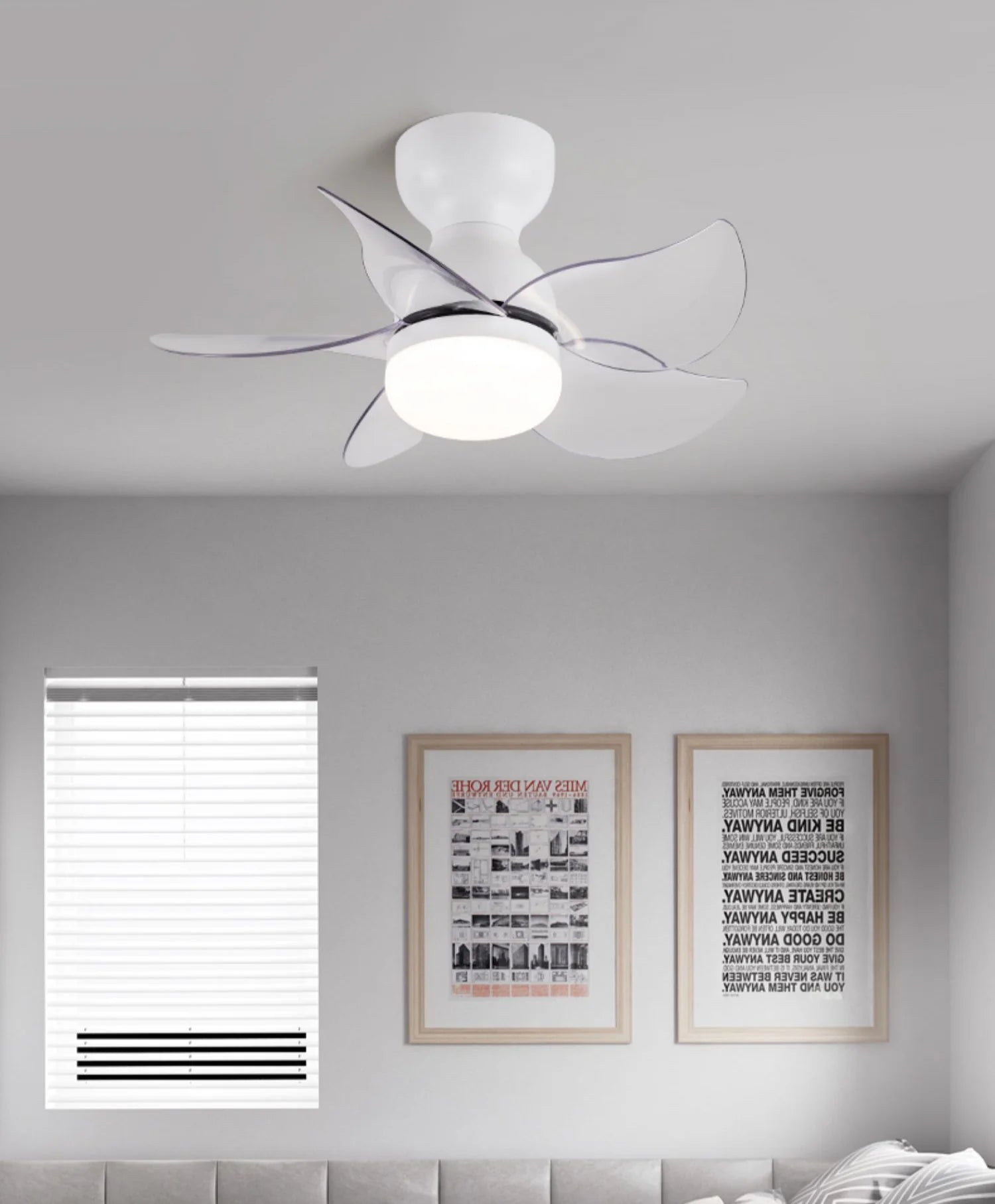 Small 5 Blades Ceiling Fan Lamp