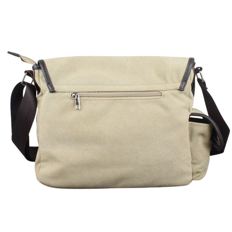 Small Beige Canvas Messenger Bag