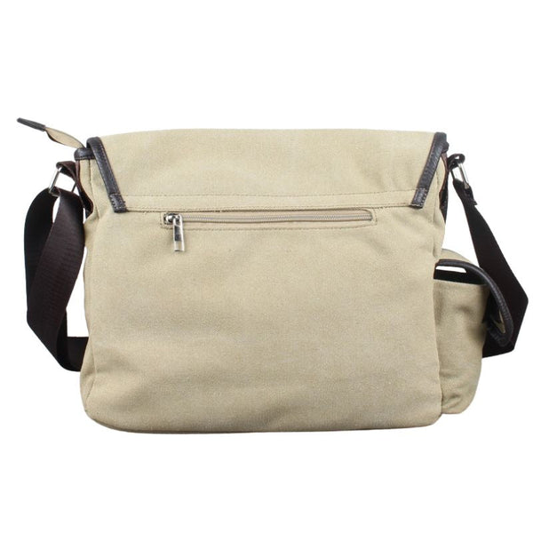 Small Beige Canvas Messenger Bag