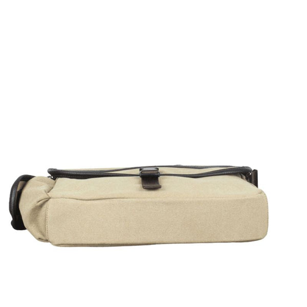 Small Beige Canvas Messenger Bag