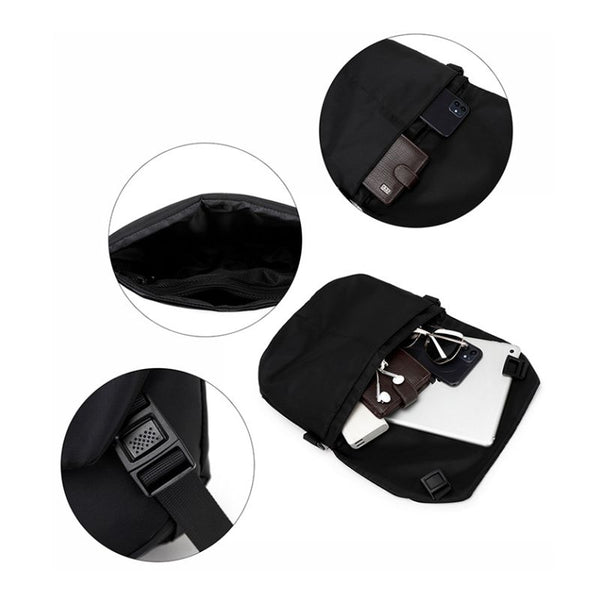 Small Black Polyester Messenger Bag