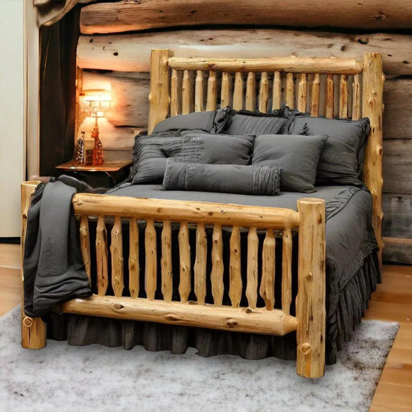 Small Spindle Cedar Log Bed - Gifts for You 'n Me