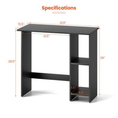Small Computer Desk with Storage and Adjustable Shelf-Black