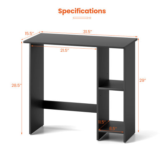 Small Computer Desk with Storage and Adjustable Shelf-Black