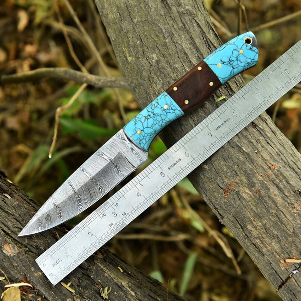 Custom Handmade 5-Inch Small Hunting Knife – Damascus Steel Blade