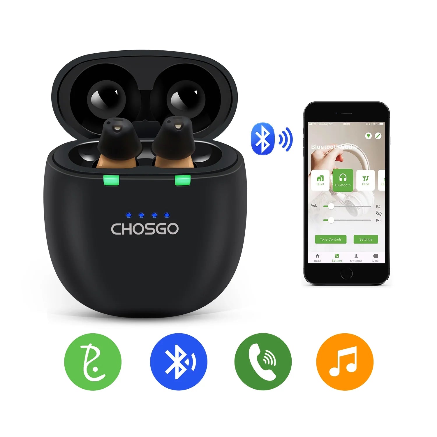 SmartU Rechargeable Bluetooth Hearing Aids + 2-Year Protection Plan – CHOSGO