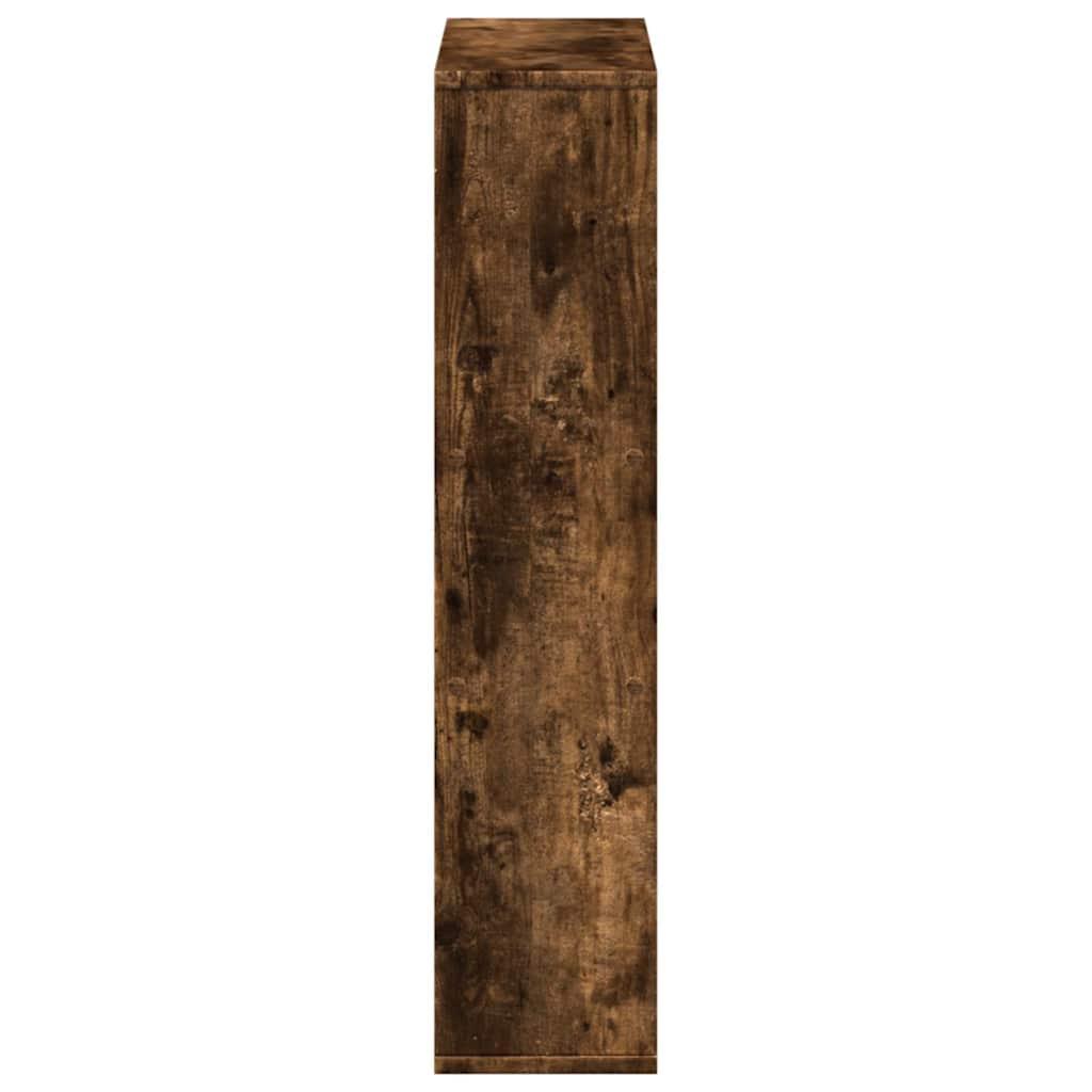 Smoked Oak Multi-Layered Wooden Bookcase Storage Shelving Unit