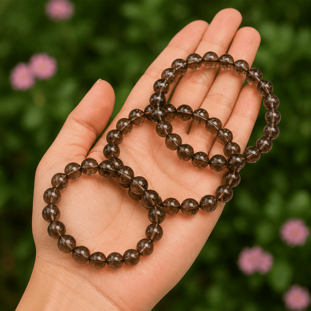 Smokey Quartz Bracelet | Smoky Quartz Bead Bracelet (Depression and Abundance)