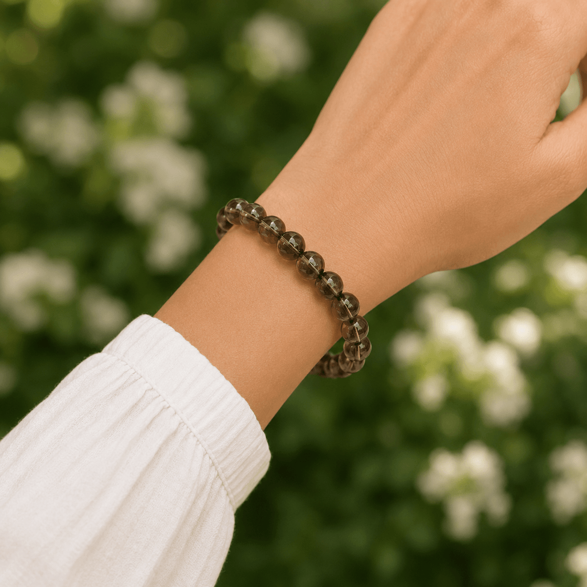 Smokey Quartz Bracelet | Smoky Quartz Bead Bracelet (Depression and Abundance)