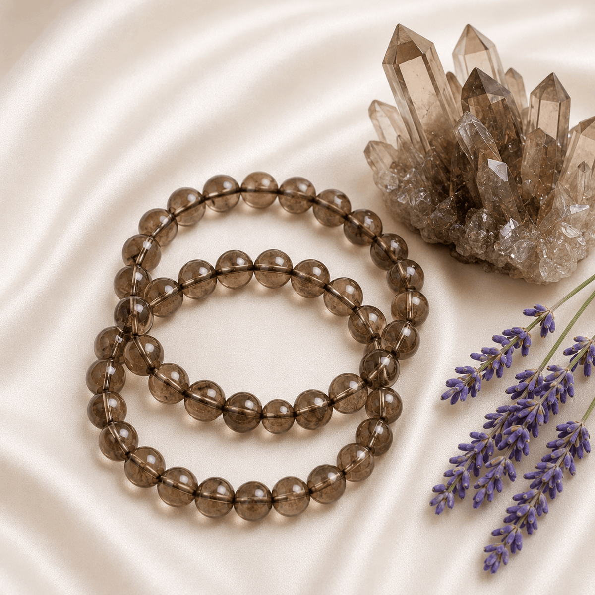 Smokey Quartz Bracelet | Smoky Quartz Bead Bracelet (Depression and Abundance)
