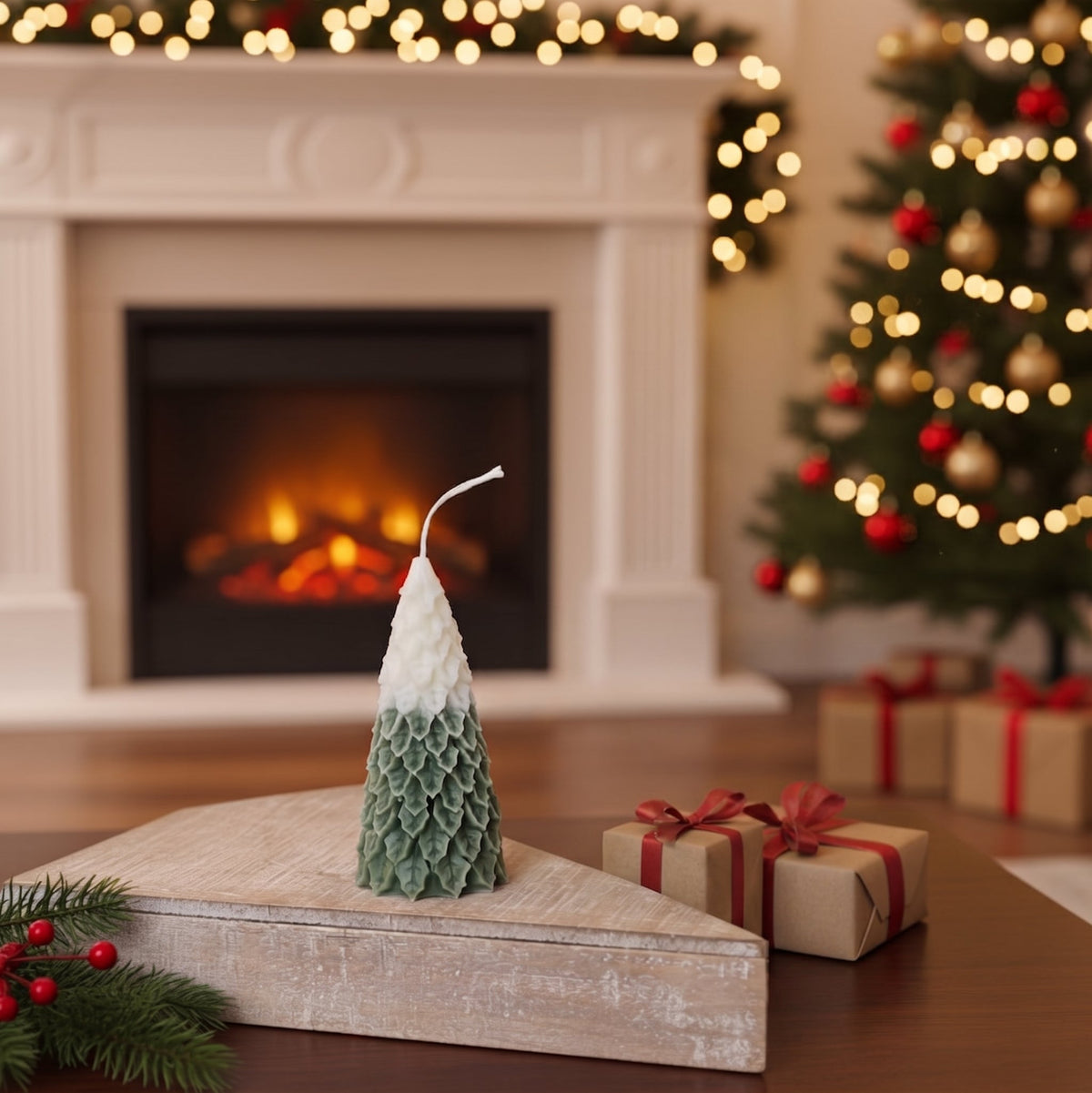 Christmas Pine Tree Candles | Sculptural Soy Wax Holiday Decor