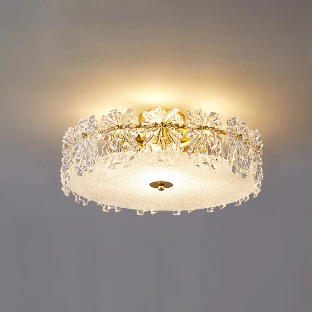 Snowflake Round Glass Ceiling Lamp
