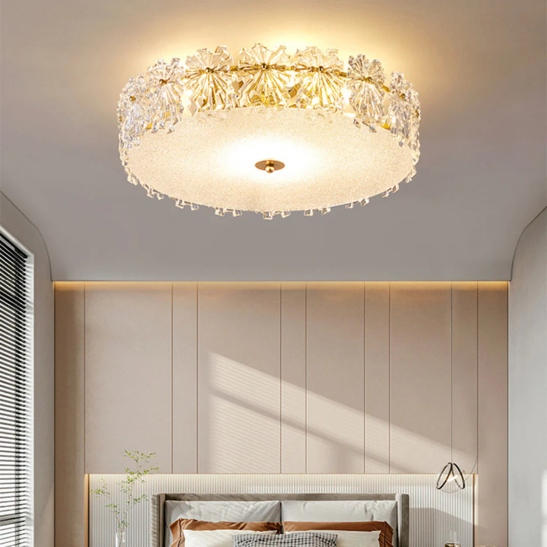 Snowflake Round Glass Ceiling Lamp